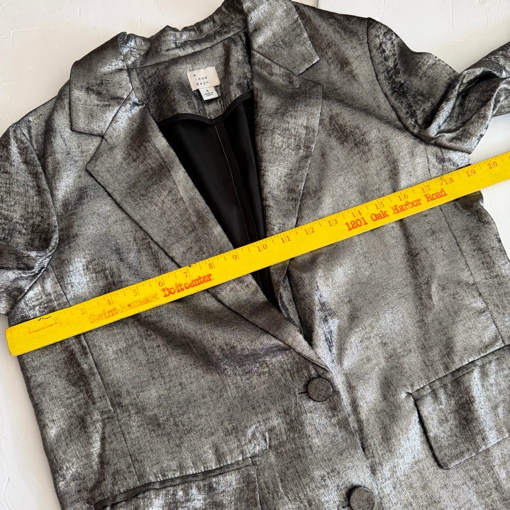 a new day Shimmering Silver Metallic Blazer Women’s Size S - Picture 6 of 16